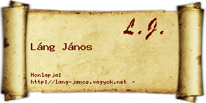 Láng János névjegykártya